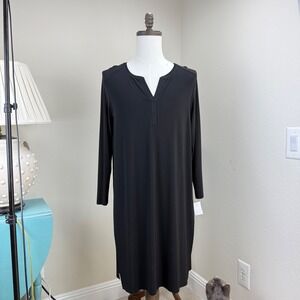 Tahari Long Sleeve Black Dress Womens Size L New With Tags Tunic Shift New Tags‎